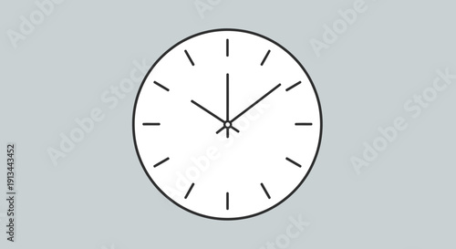 Simple Black Outline Clock Face Showing Time.