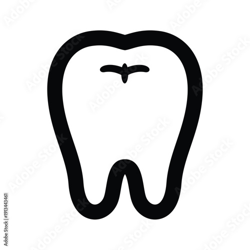 black and white abstract tooth vector icon
