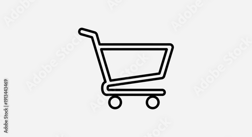 Simple Line Drawing of Shopping Cart.