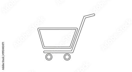 Simple Line Drawing of Shopping Cart 1.