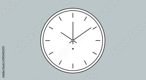 Simple White Analog Clock Face Illustration.