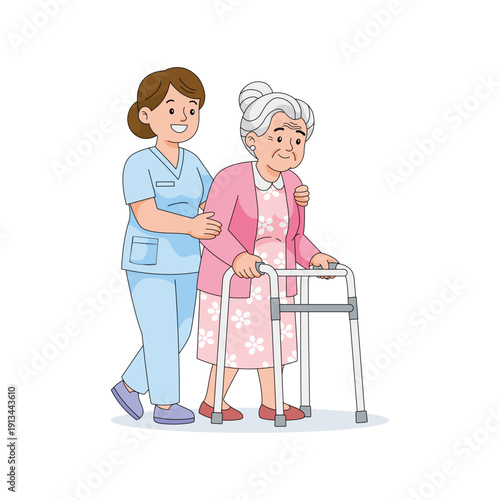 Nurse helping senior woman