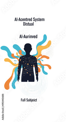 Human Silhouette with Colorful Energy Emanating.