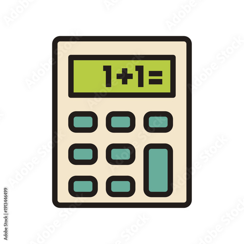 calculator on white background with buttons and display