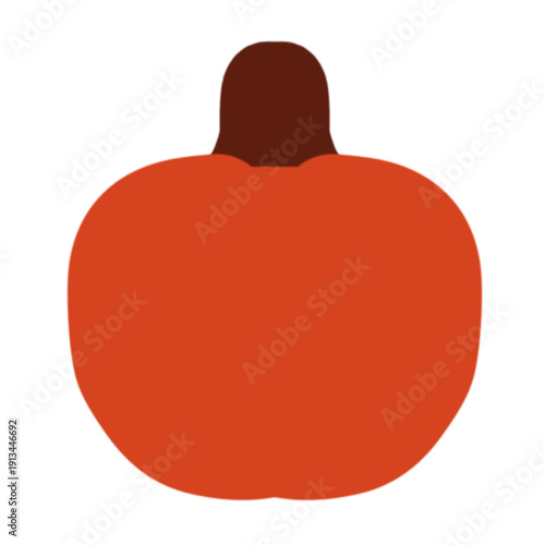 Simple pumpkin icon in flat design style. Minimalist orange vegetable illustration isolated on white background. Perfect for autumn season themes, food apps, and harvest festival graphics.