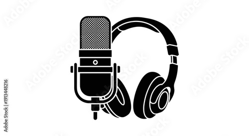 Microphone and Headphones Illustration.