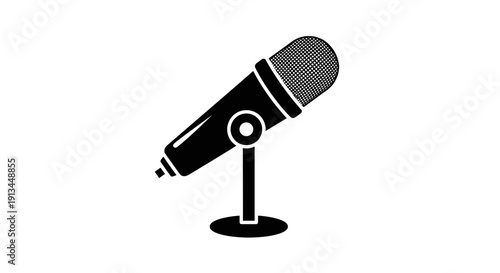 Microphone on a stand closeup.