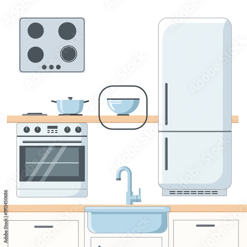 Modern Kitchen Appliances and Sink