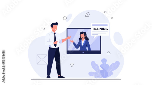 Online Training Session: Instructor Teaching Remote Student via Video Conference