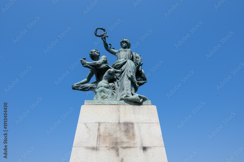 Fototapeta premium Allegorical bronze sculpture on Ponte Umberto I - Turin, Italy