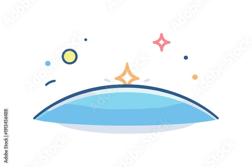 Gentle awareness before a new opportunity unfolds expressed through cosmic anticipation, a faint star beginning to glow just beyond a smooth planet horizon symbolizing readiness