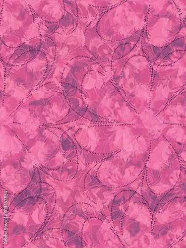 Textured floral wallpaper background with textures and stitched elements
