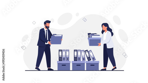 Business People Organizing Files and Folders for Office Storage