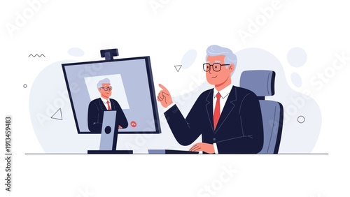 Businessman in Video Conference, Remote Meeting, Online Communication, Business Call