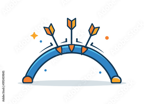 Quiet resilience and the ability to absorb pressure without visible strain, a flexible arc gently holding incoming arrows representing strength, composure, and controlled response.