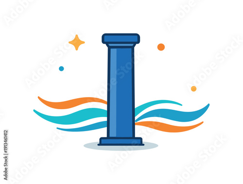 Emotional steadiness and remaining unmoved by external turbulence, a calm vertical pillar standing inside soft flowing lines symbolizing groundedness, self-control, and inner calm.