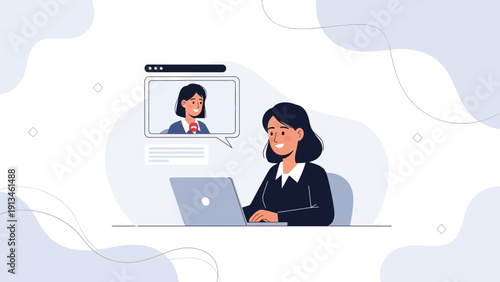 Woman using laptop for video conference with colleague