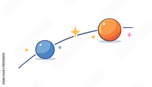 Strategic patience and waiting for the optimal moment in complex decision making expressed through cosmic timing, two planets gradually aligning along a single axis with a soft