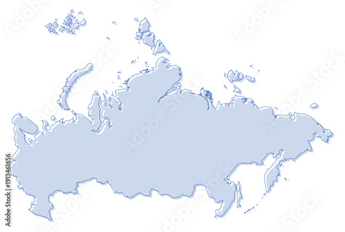 Soft Blue Simple with Outline Russia Map Europe Country