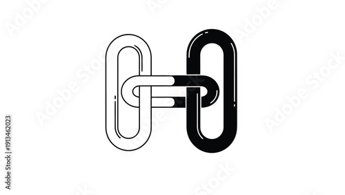 An illustration depicts two interlocked paperclips one white and one black forming a continuous loop