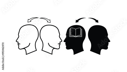 Conceptual illustration depicting the transfer of knowledge from a book to a person s mind