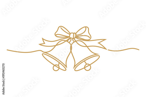 Golden bell pair with ribbon bow line bells golden bells pair of bells