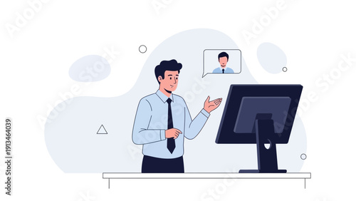 Man in video conference call, online meeting, remote work concept
