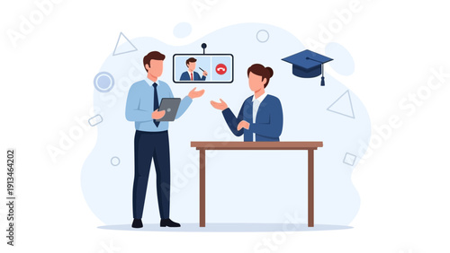 Online Education and Remote Learning Concept, Digital Classroom