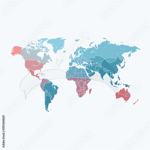 A detailed vector illustration of a global atlas featuring a world map and globe with clearly defined continents including Europe, Asia, America, and Australia on a stylistic planet Ea