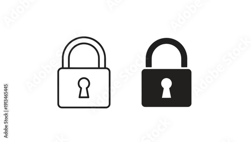 Two padlock icons are displayed one outlined in black and the other filled with black