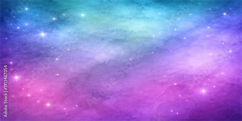 Abstract colorful galaxy background featuring a blue nebula with stars and light textures amidst a dark night sky cloudscape illustration