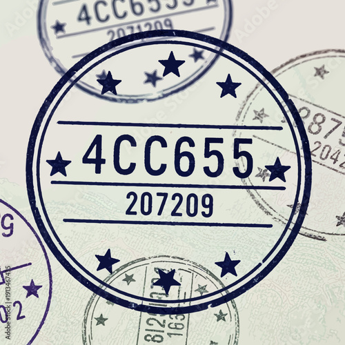 Passport Stamp with Code and Date