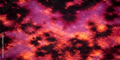 An abstract red and black background featuring an inferno of fire, smoke, and energy with a fractal design pattern of glowing heat, orange light, and dark textures in a seamless explosion