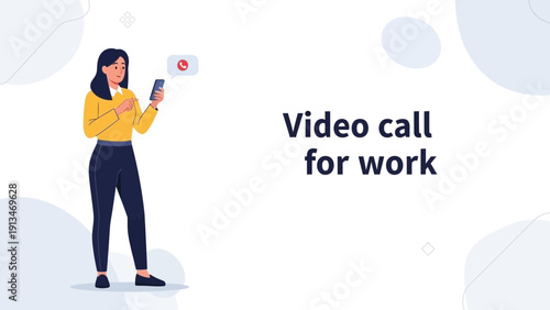 Woman Video Calling for Work on Smartphone, Remote Communication Concept