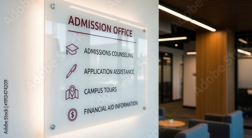 Admissions Office Signage for University: Directions, Guidance, and Support Services Details