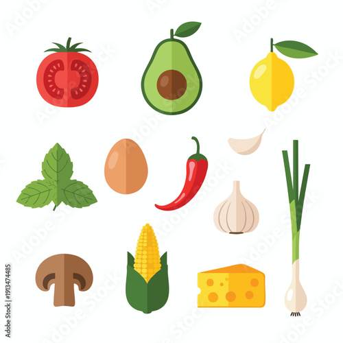 Fresh Natural Ingredients Collection for Healthy Cooking and Vegan Recipes