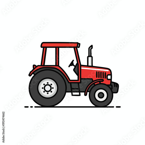 Colorful Illustrative Tractor for Agriculture and Farming Scenes