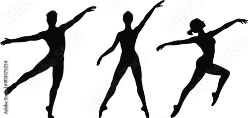 Ballet Dancer Silhouette Collection Vector Illustration of Male and Female Performing Graceful Dance Poses Isolated on Light Background for Art and Performance Design