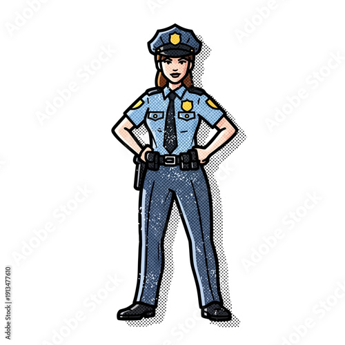 Female Police Officer Standing Confident