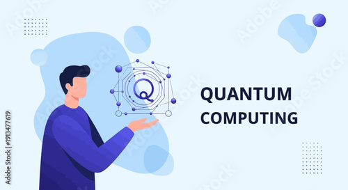 Quantum Computing Concept Explored with Abstract Geometric Network and Person
