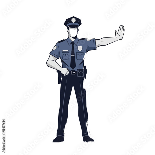 Police Officer Signaling Stop, Law Enforcement Authority