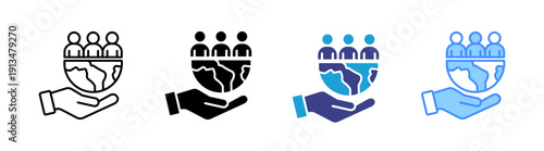 Population icon set multiple style collection