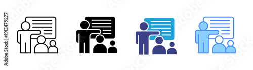 Training  icon set multiple style collection