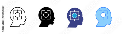 Concentration  icon set multiple style collection