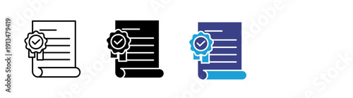 Accreditation icon set multiple style collection