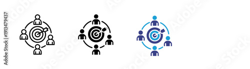 Target Audience icon set multiple style collection