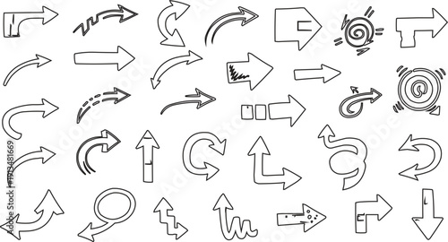 The hand-drawn style of the arrows gives them a casual and artistic feel, making them approachable and engaging. The lines may vary in thickness, contributing to the overall texture and depth of the i