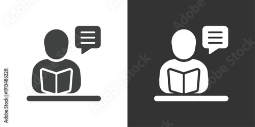 Student Reading icon. Solid glyph series icon
