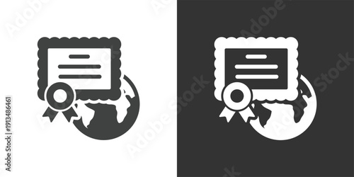 Global Certification icon. Solid glyph series icon