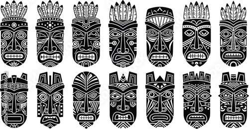 Traditional colorful tribal mask vector illustration with intricate geometric patterns for ethnic cultural festivals decorative art and spiritual ritual design